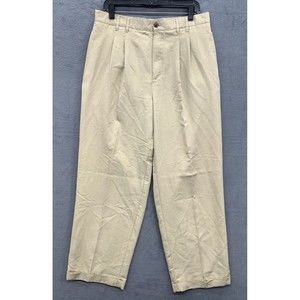 Havana Jacks Cafe Khaki Pants Mens 34 X 28 Beige Rayon Blend Cuffed Legs Pleated